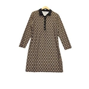 Jude Connally Dress Size Large Ponte Long Sleeve Shift Button Career Geometric